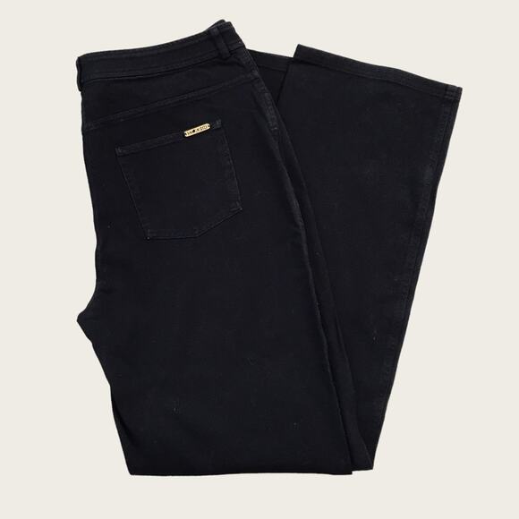 St. John Black Denim Jeans High Rise Boot Cut Straight Yellow Label - Picture 4 of 7